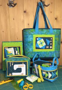 Quiltpakket - Blauw-groen Tassen